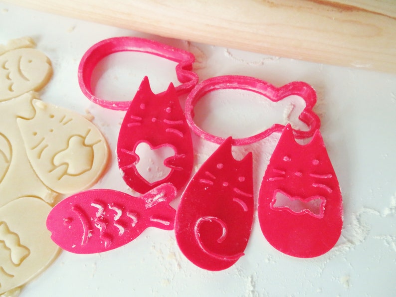Cat Cookie Cutter and Cookie Stamp  3D Printed Cookie Cutters image 9