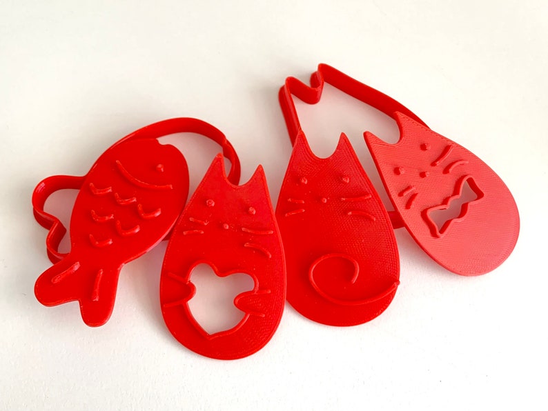 Cat Cookie Cutter and Cookie Stamp  3D Printed Cookie Cutters Set