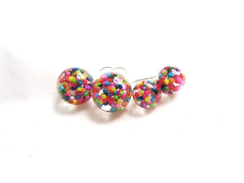 Resin Jewelry Sprinkle Earrings Fun Jewelry Gift Rainbow Etsy