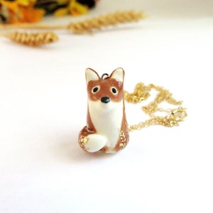 Autumn Fox Necklace for Women, Porcelain Charm, Fox Lover Gift
