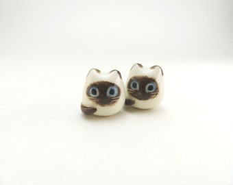 Siamese Cat Necklace, Himalayan Cat Charm, Cat Lover Gift, Porcelain Jewelry for Women