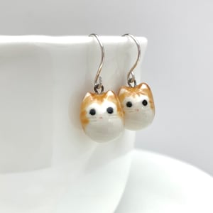 Orange Tabby Cat Earrings | Ceramic Dangle | Cat Lover Gift | Cute Pick Me Up