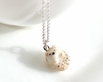 Tiny Hedgehog Necklace Hedgehog Lover Gift Ceramic Animal Charm