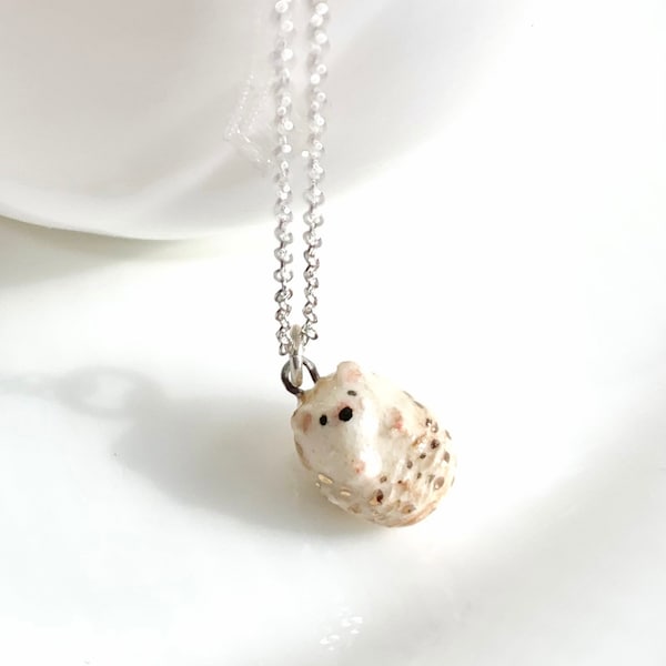 Tiny Hedgehog Necklace Hedgehog Lover Gift Ceramic Animal Charm