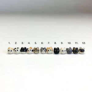 Tiny Cat Stud Earrings Cat Lovers Gift Porcelain Jewelry Mismatched image 2