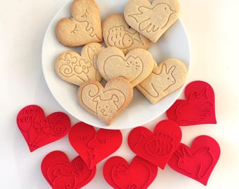 Heart Cookie Stamp and Cookie Cutter | Valentine’s Day Gift | Baking Lover Gift