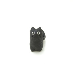 Miniature Cat Figurine Animal Totem Cat Desk Accessories Cat Lover Gift Black