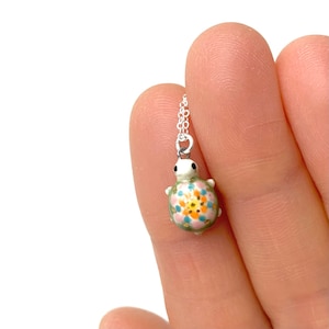 Teeny Tiny Turtle Necklace, Ceramic Pendant, Turtle Lover Gift, Tortoise