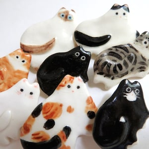 Flat Cat Brooch | Ceramic Cat Pin | Cat Lover Gift | Cat Grandma Gift