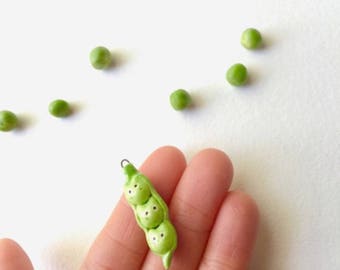 Pea Pod Cat Necklace, Cat Lover Gift, Green Ceramic Jewelry