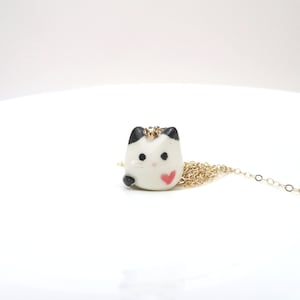 Queen Cat Necklace, Queen of Hearts  Charm, Porcelain Jewelry, Cat Mom Gift, Cat Lady Jewelry