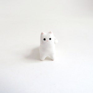 Miniature Cat Figurine Animal Totem Cat Desk Accessories Cat Lover Gift White