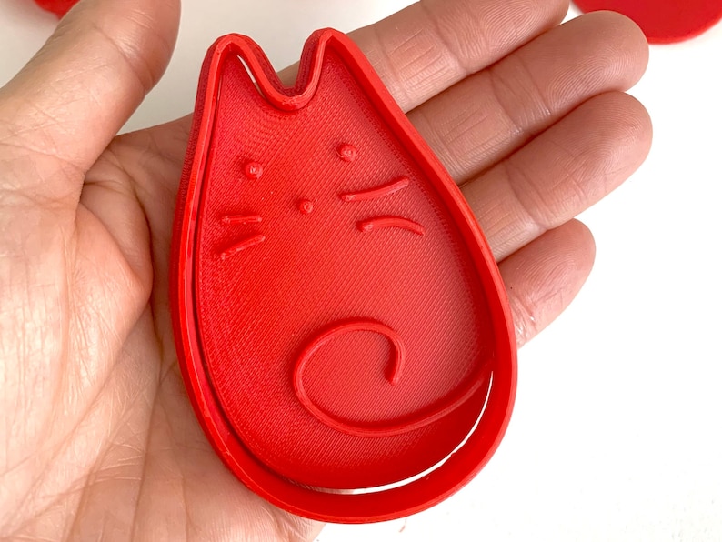 Cat Cookie Cutter and Cookie Stamp  3D Printed Cookie Cutters Cat Tail