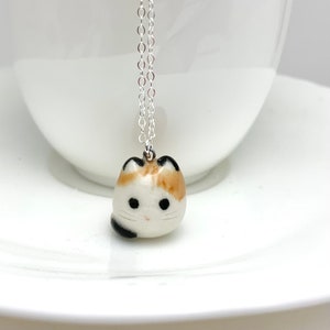 Calico Cat Necklace | Ceramic Pendant | Cat Lover Gift