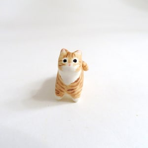 Miniature Cat Figurine Animal Totem Cat Desk Accessories Cat Lover Gift Orange Tabby