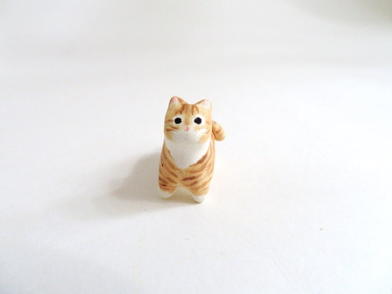 Miniature Cat Figurine Animal Totem Cat Desk Accessories Cat Lover Gift Orange Tabby