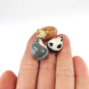 Miniature Cat Figurine, Sleeping Cat, Ceramic Cat Sculpture image 5