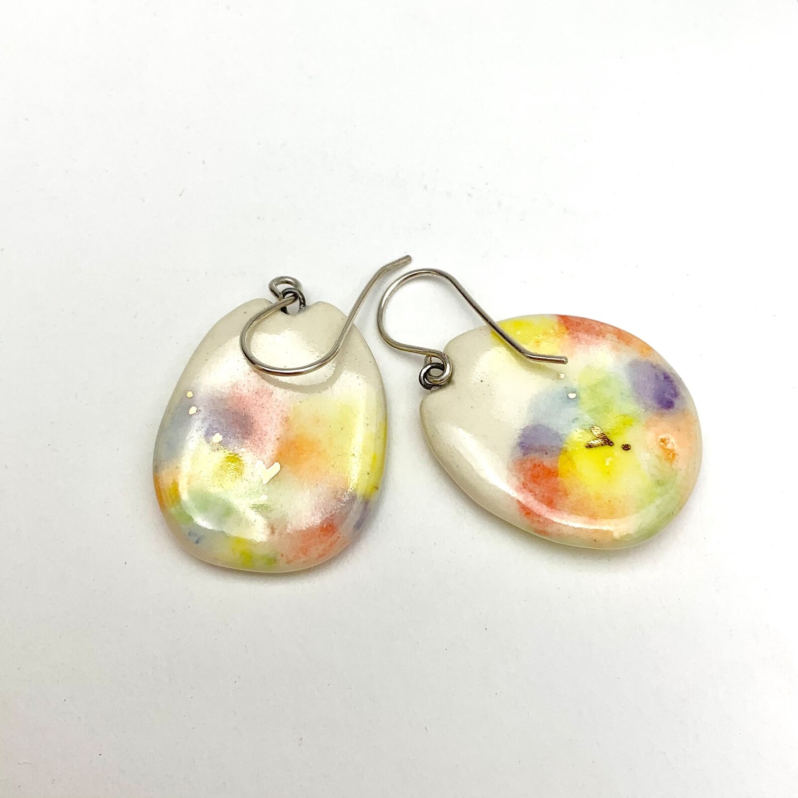 Pastel Rainbow Cat Earrings, Flat Dangle, Fun Porcelain, Cat Lady Gift ...