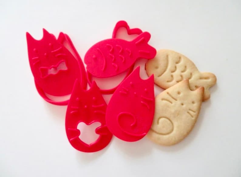Cat Cookie Cutter and Cookie Stamp  3D Printed Cookie Cutters image 8