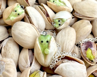 Pistachio Cat Necklace | Handmade Porcelain Charm | Whimsical and Quirky Jewelry | Cat Lover Gift