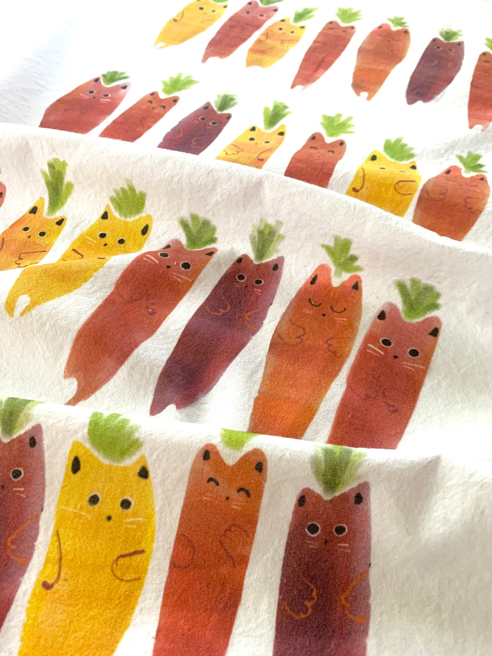 Carrot Cat Kitchen Towel Cheerful Kitchen Gift Veggie Cat Etsy