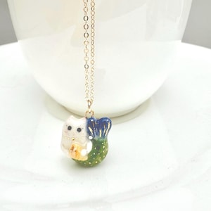 Tiny Mermaid Cat Necklace | Purrmaid Charm | Porcelain Necklace Charm | Cat Lover Gift
