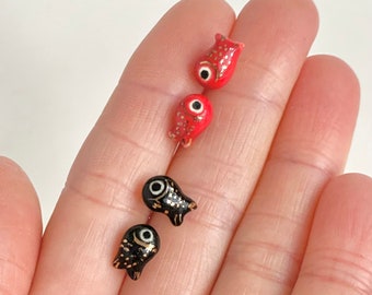 Tiny Fish Studs Red Fish Black Fish Fish Lover Gift Ceramic Jewelry