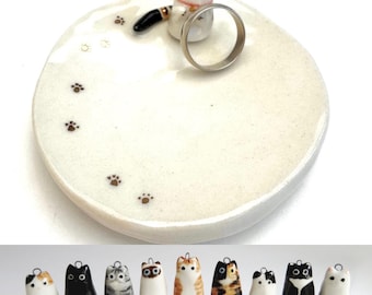 Cat Ring Dish  | Handmade Ceramic Jewelry Dish | Cat Lover Gift