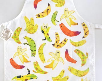 Banana Cat Apron, Cat Mom Gift, Cat Dad gift, Banana Lover Gift, Fun Kitchen, Happy Chef