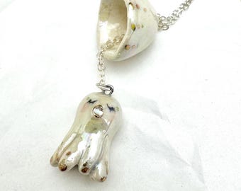 Jelly Octopus Necklace, Handmade porcelain charms, Unique and Whimsical Gift