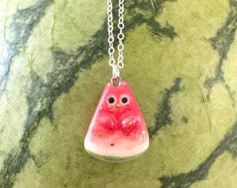 Watermelon Cat Necklace Watermelon Cat Earrings Hamdmade Ceramics