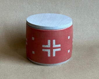 Wheel Thrown Rustic Modern Ceramic Jar with Walnut Wood lid.
