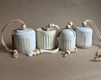 Wheel Thrown Rustic Modern White Ceramic Bells