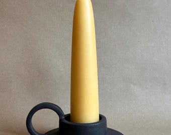 Wheel Thrown Rustic Modern Matte Black Ceramic Candleholder