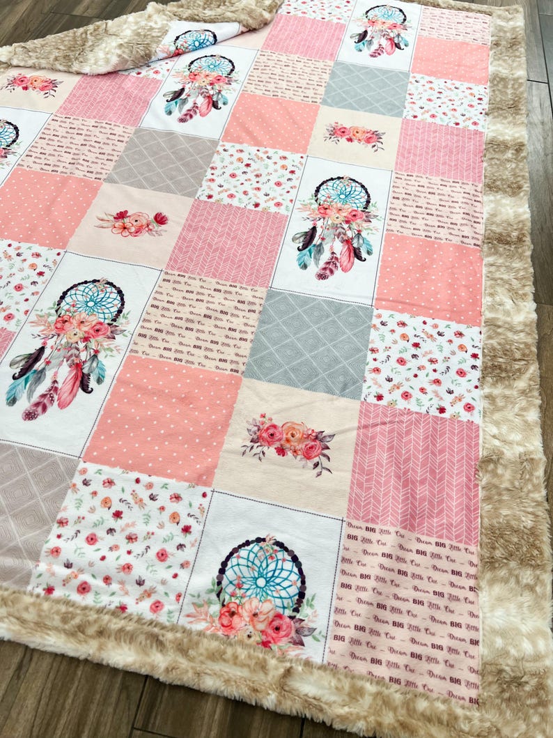 Dream catcher girl Minky designer Blanket image 3