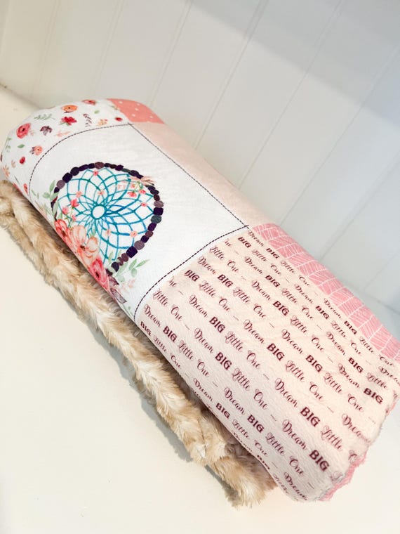 Dream catcher girl Minky designer Blanket