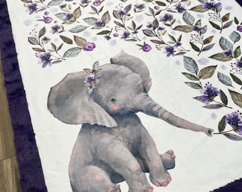 Elefante de diseño minky personalizado de 36" x 26"