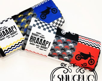 Manta Minky de niño moto de cross (bebé - XL adulto)