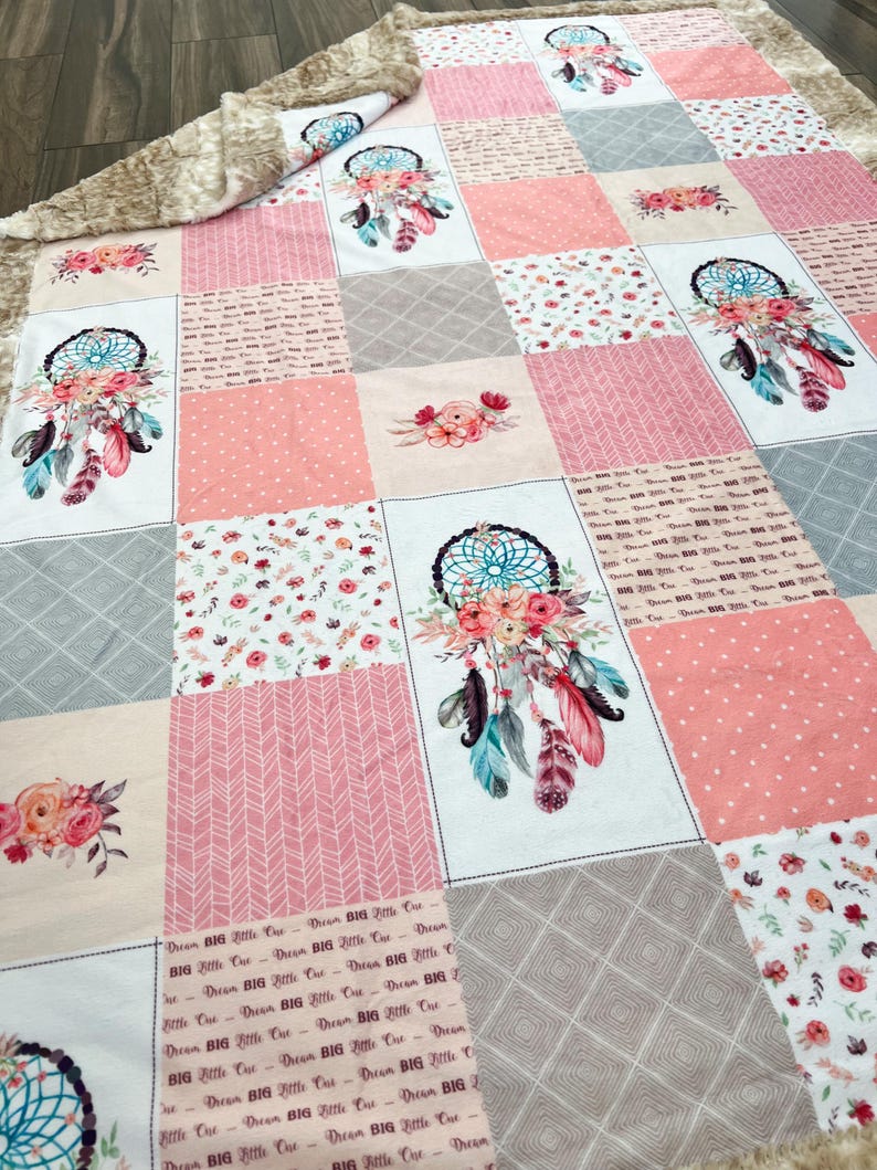 Dream catcher girl Minky designer Blanket image 2