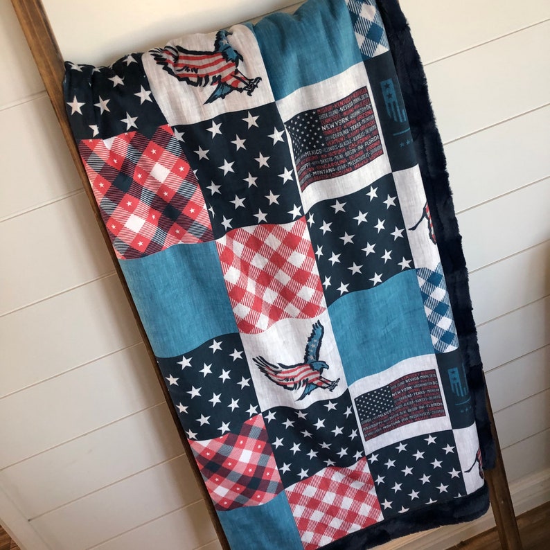 USA America freedom designer Minky baby blanket