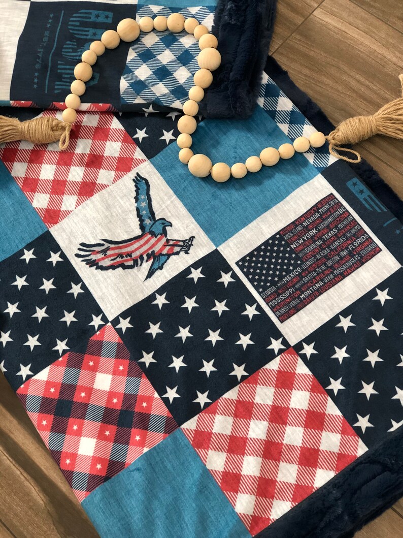 USA America freedom designer Minky baby blanket