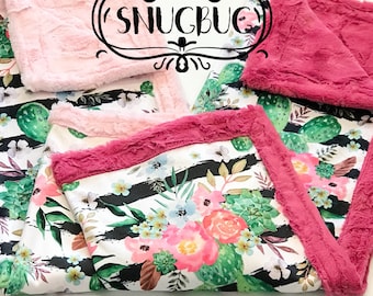 Mantas Minky de diseño de doble cara Girl Cuctus