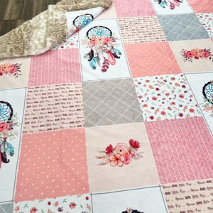 Dream catcher girl Minky designer Blanket image 4