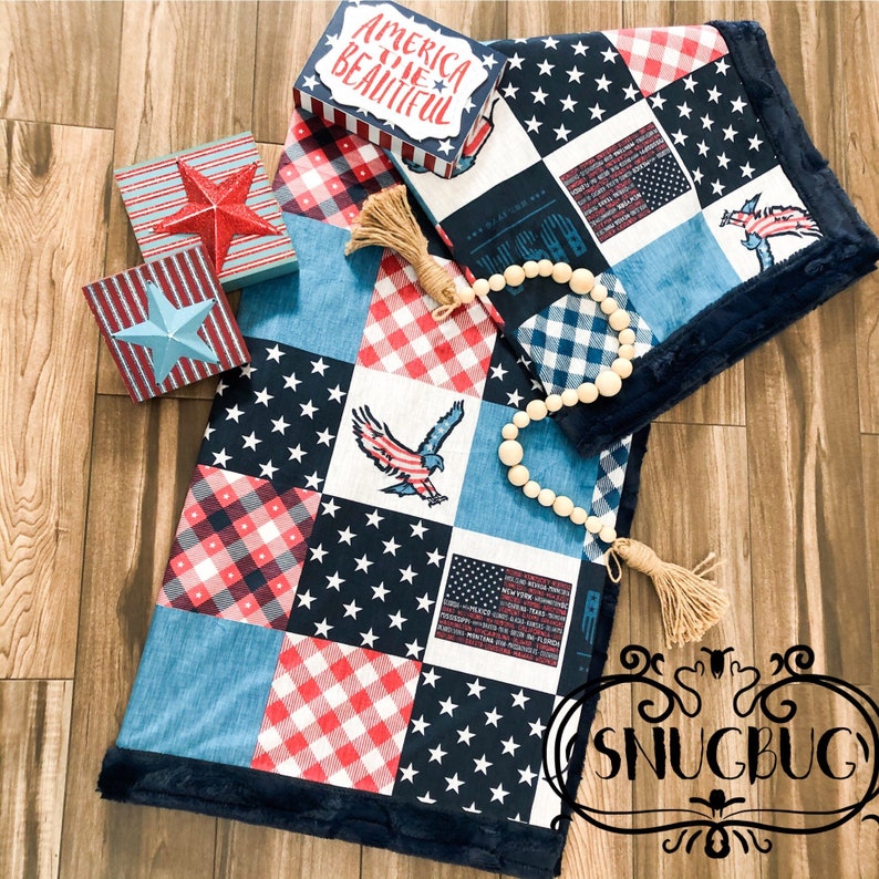 USA America freedom designer Minky baby blanket