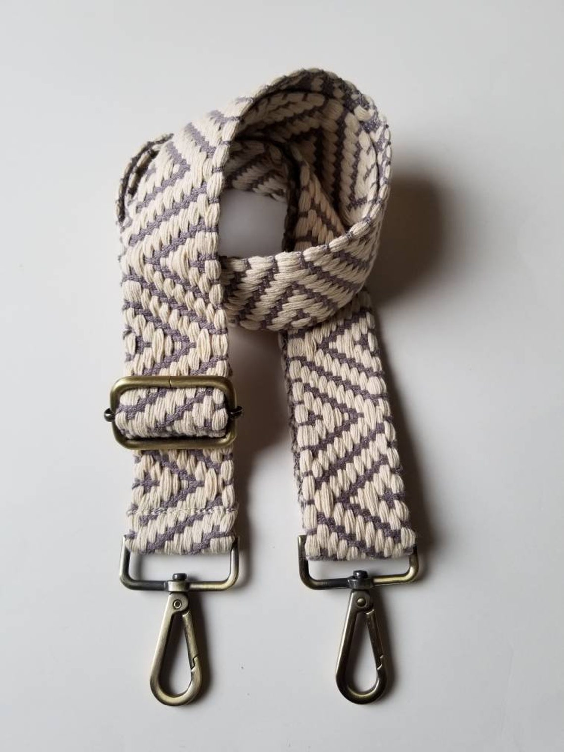 Boho woven purse/bag strapGrey and cream 1 1/2 inch wide Etsy
