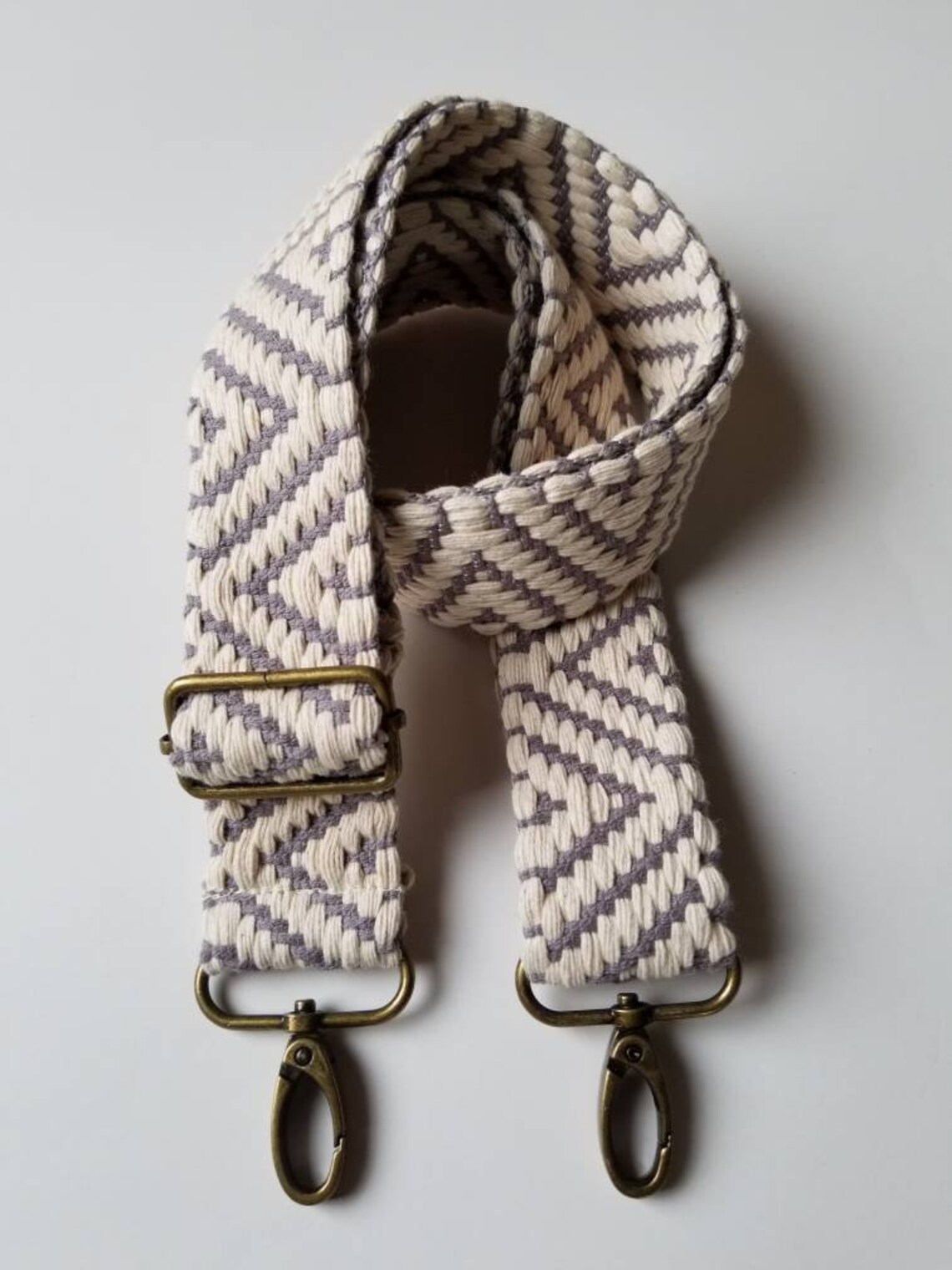 Boho woven purse/bag strapGrey and cream 1 1/2 inch wide Etsy