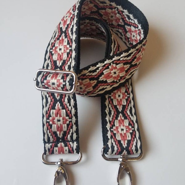 Boho woven purse/bag strap,adjustable crossbody bag strap, replacement strap,shoulder strap,guitar style bag strap