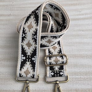 Correa cruzada tejida estilo boho para bolso o cartera, ajustable de 5 cm de ancho, diseño azteca