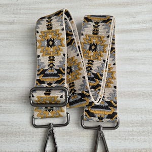 Bandoulière tissée bohème réglable ou bandoulière réglable, 5 cm de large, design aztèque