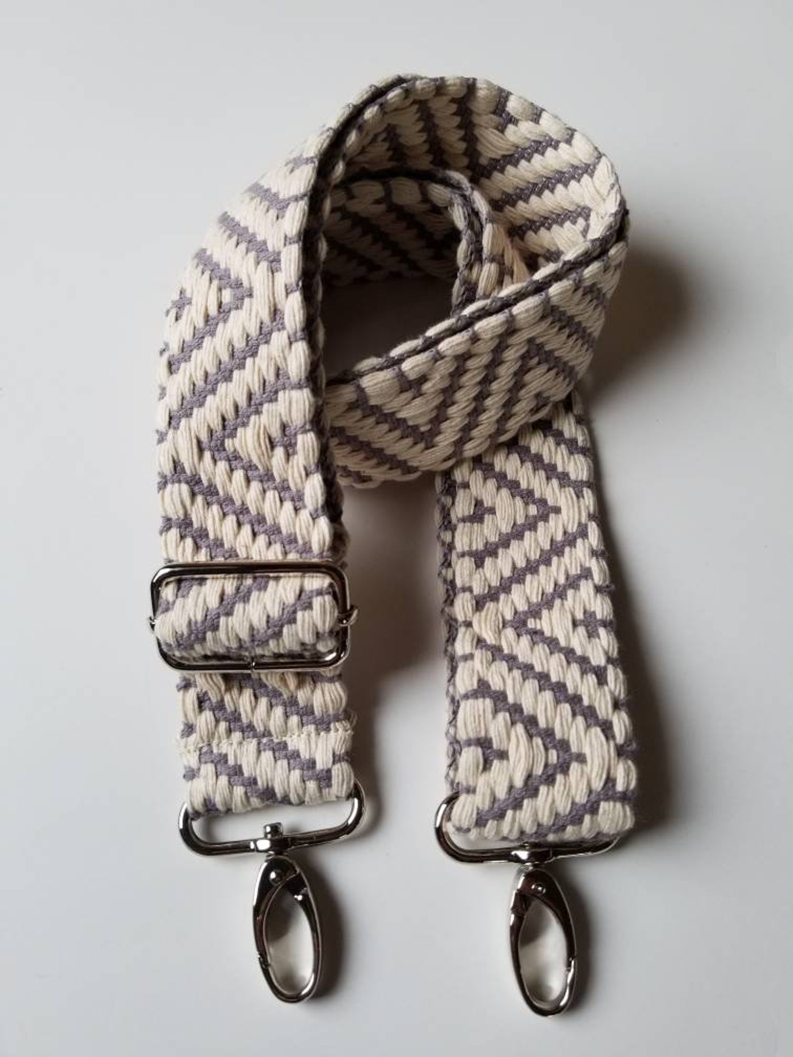 Boho woven purse/bag strapGrey and cream 1 1/2 inch wide Etsy